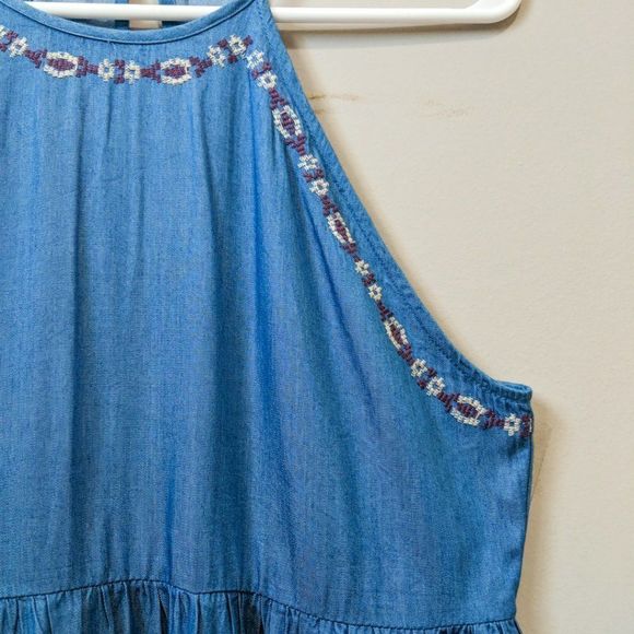 ALTAR'D STATE Chambray Embroidered Sun Dress Small - Picture 5 of 10